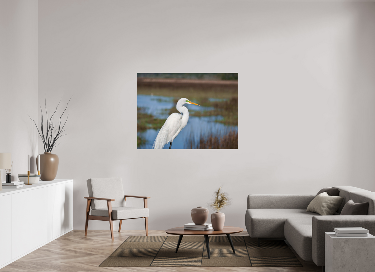 56 x 42″, Acrylic under Glass (Unframed) A Great Egret